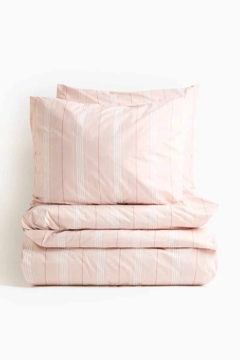 اتش اند ام طقم غطاء لحاف بمقاس دبل وكينج من قطن بيركال