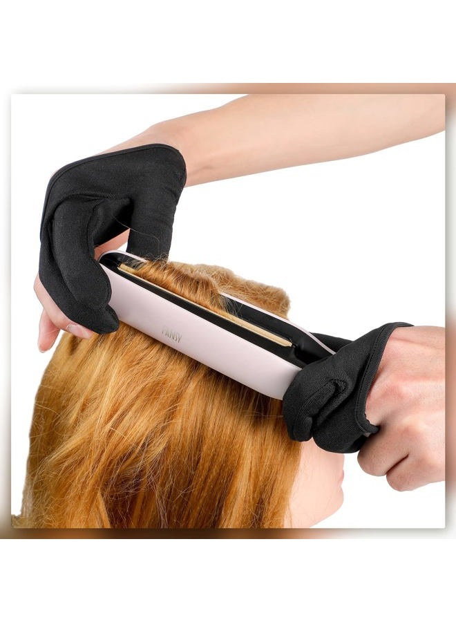 LOYIM 2 Pcs Heat Resistant Gloves for Hair Styling Curling Wand 3 Finger Reusable Mittens Protection Gloves for Barber Dye Protector Straightening  - Image 5