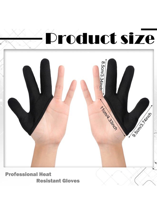 LOYIM 2 Pcs Heat Resistant Gloves for Hair Styling Curling Wand 3 Finger Reusable Mittens Protection Gloves for Barber Dye Protector Straightening  - Image 2