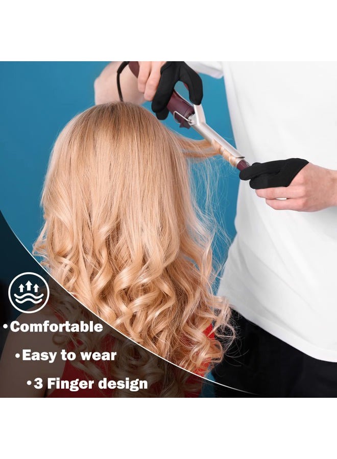 LOYIM 2 Pcs Heat Resistant Gloves for Hair Styling Curling Wand 3 Finger Reusable Mittens Protection Gloves for Barber Dye Protector Straightening  - Image 4