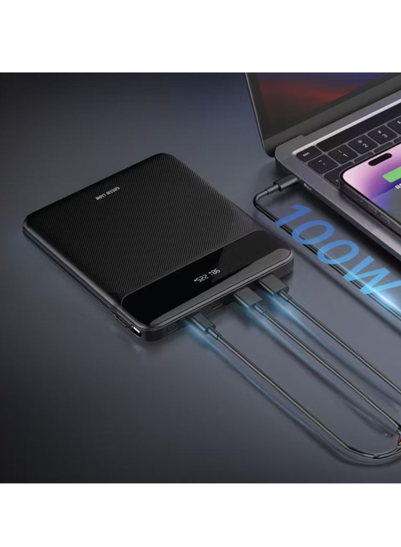 جرين ليون باور بانك فائق النحافة 120 واط 20000 مللي أمبير/ساعة، كابلات مدمجة Lightning وType-C، يدعم شحن الكمبيوتر المحمول، شاشة رقمية LED - أسود - Image 2