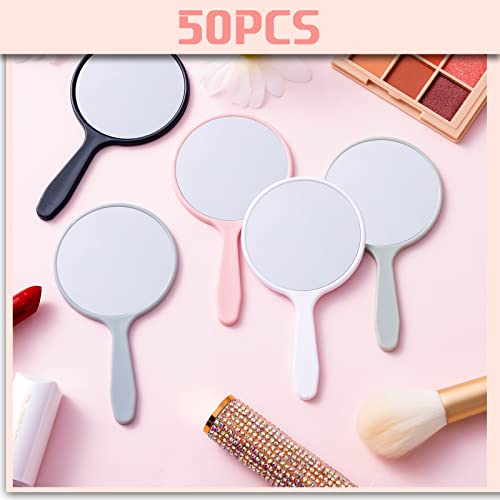 Vinsot 50 Pieces Handheld Mirror Small Hand Mirror Bulk with Handle Plastic Travel Makeup Cosmetic Compact Portable Vanity 3.94 x 2.16 Inch for Women Men Girls Kids Daily DIY Use(50 Pieces) - Image 5