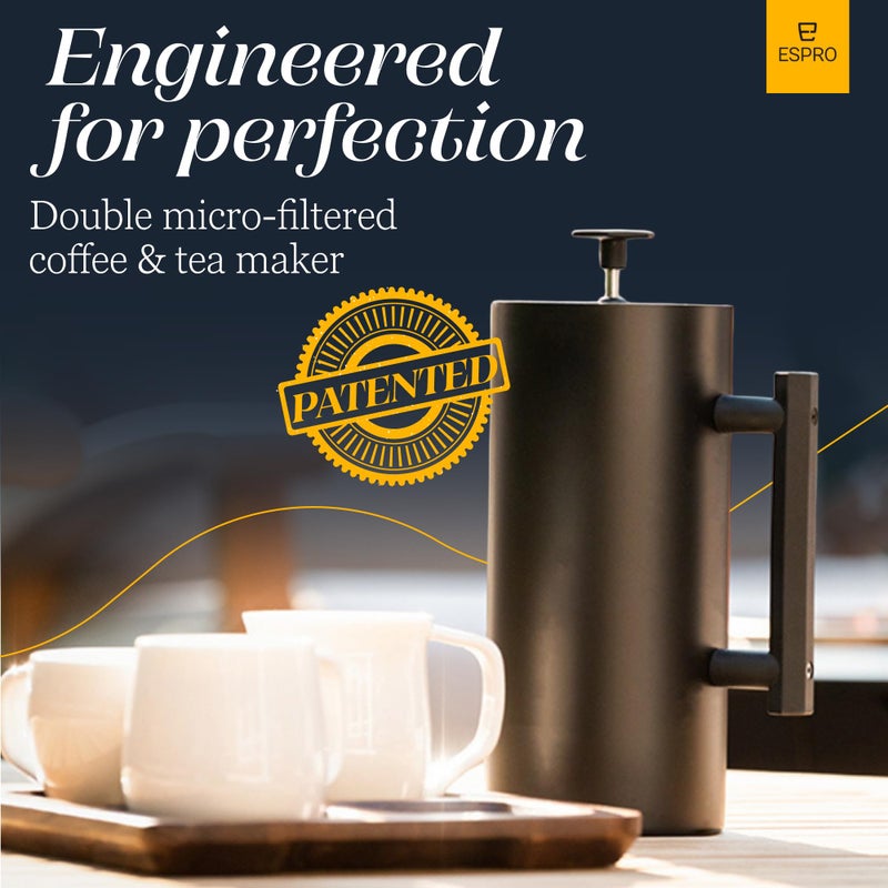 ESPRO P6 32 Ounces French Press Coffee Maker, Double Walled Stainless Steel Insulated, Matte Black - Image 3