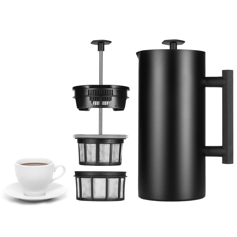 ESPRO P6 32 Ounces French Press Coffee Maker, Double Walled Stainless Steel Insulated, Matte Black - Image 1