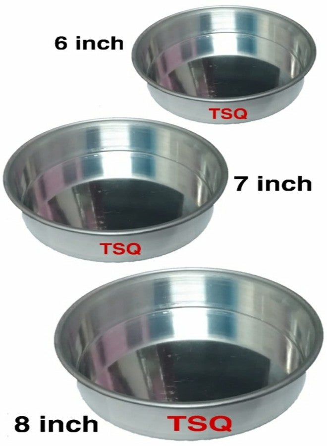 TSQ KITCHENWARE أدوات مطبخ TSQ: 3 أنواع من قوالب الكيك المستديرة المصنوعة من الألومنيوم بأحجام 6 و7 و8 بوصات - للاستخدام في الأفران - Image 2