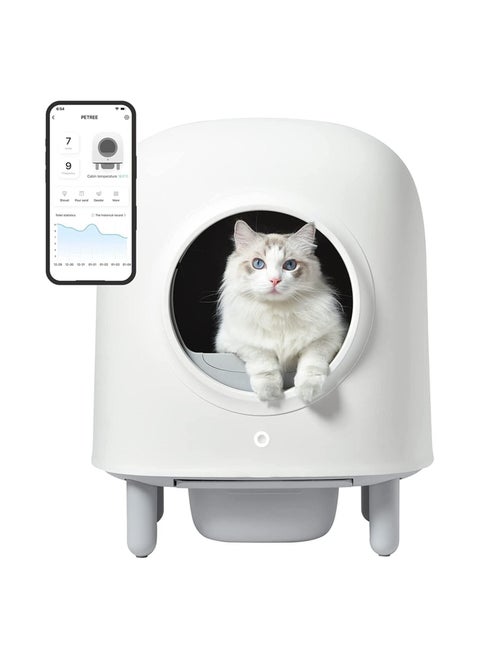 V2COM Self Cleaning Cat Litter Box, No More Scooping Automatic Cat Litter Box with APP Control, Safety Protection, Odor Removal, Large Space for Multiple Cats