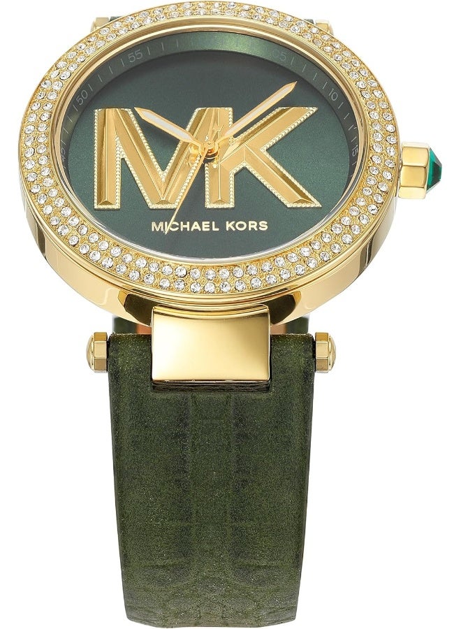 Michael Kors Women Parker Three-Hand Green Croco Leather Band Watch MK4724 - Image 2