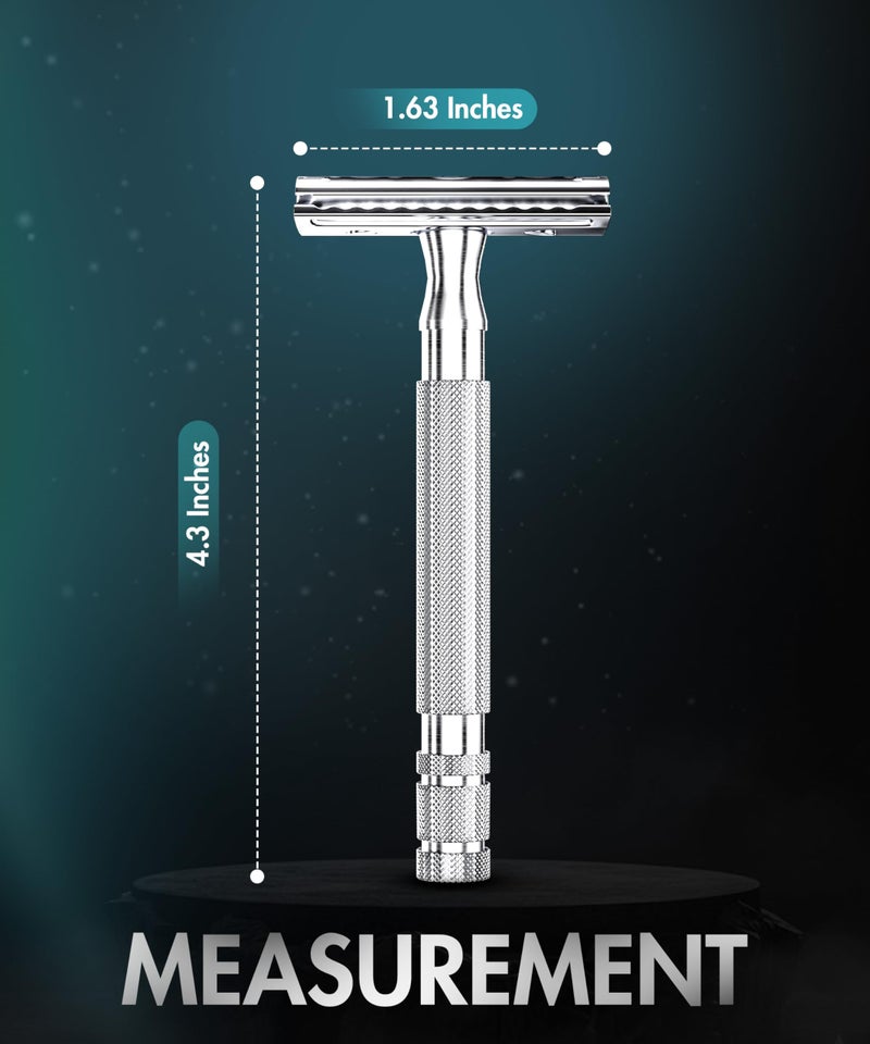 Utopia Care Double Edge Safety Razor for Men & Women with 10 Premium Stainless Steel Blade Refills, Reusable Single Blade Razor, Silver - Image 3