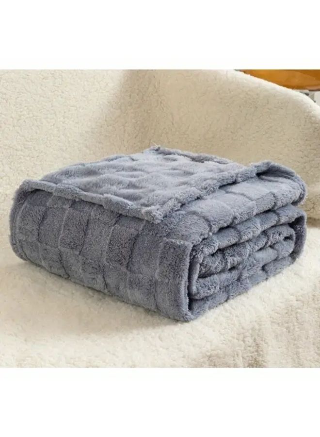 Off White Jacquard Milk Velvet Blanket 70x100 Inches Thickened Sofa Air Conditioning Nap Cover - Image 5