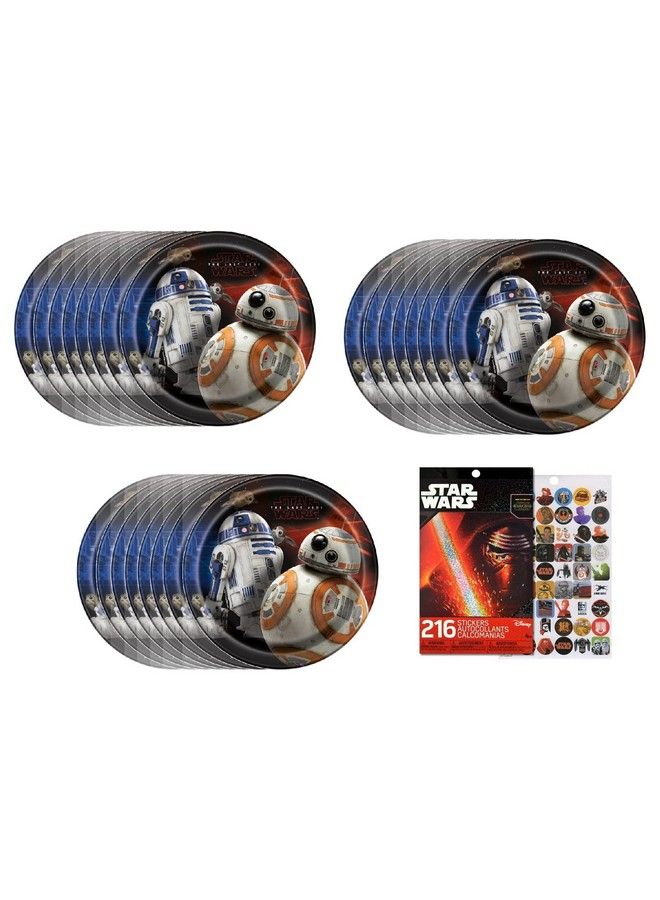 Unique Star Wars Party Supplies Bundle Pack Includes 24 Dessert Cake Plates And 4 Sticker Sheets - Image 1