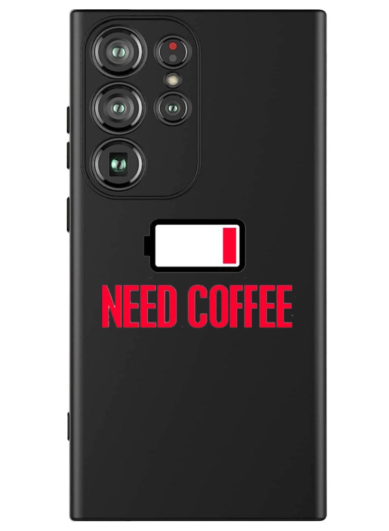 Theodor Protective Slim Fit Case Liquid Silicone Cover with Full Body Protection Anti-Scratch Shockproof Case For Samsung Galaxy S24 Ultra (Black) - Need Coffee - Image 1