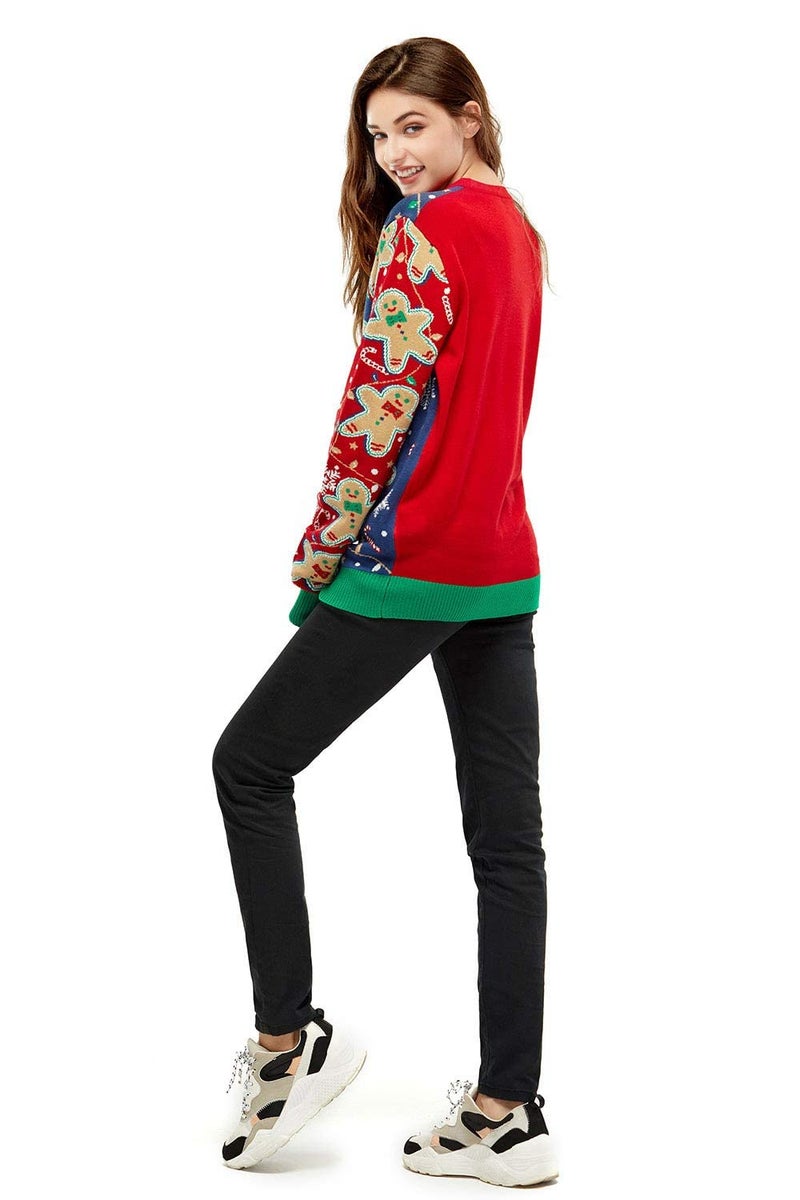 U LOOK UGLY TODAY Ugly Christmas Cardigan for Women, Unisex Men Xmas Sweater Funny Novelty Pullover for Party Festive Gingerbread Rocks Medium - Image 4