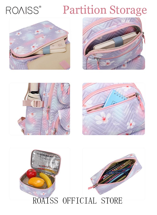roaiss 3 Piece Backpack Set Large Capacity Waterproof and Wear Resistant Same Color Series Lunch Bag and Pencil Case Large Capacity Storage Scientific Storage Simple Style Short Distance Travel Bag Student Backpack Laptop Bag  - Image 2