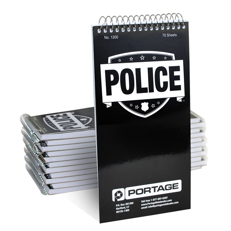 Portage Public Safety Police Notebook â€“ Top Bound Spiral Notebook, Writing Pad for Interviews, Accidents & Incident Reports, Field Notes Book for Police â€“ 4 x 8 Inches, 70 Sheets, 12 Pack - Image 1