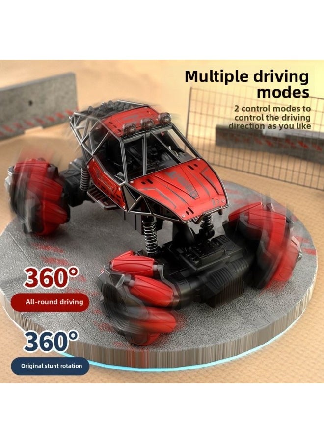 Generic Alloy Remote Control Off-road Vehicle High-speed Four-wheel Drive Climbing Charging Car Children Rc Drift Racing Boy Electric Toy-Color:Climbing Off-road Vehicle-stunt Wheel [red]-Scale:Three Sets Of Batteries  - Image 3
