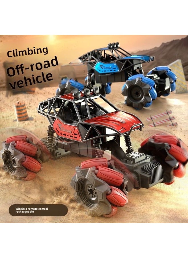 Generic Alloy Remote Control Off-road Vehicle High-speed Four-wheel Drive Climbing Charging Car Children Rc Drift Racing Boy Electric Toy-Color:Climbing Off-road Vehicle-stunt Wheel [red]-Scale:Three Sets Of Batteries  - Image 2