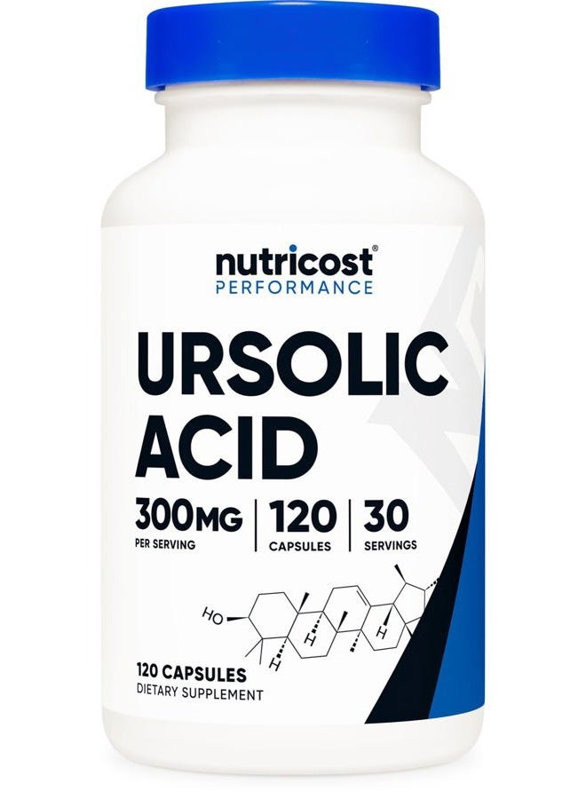 Nutricost حمض أورسوليك 300 ملغ، 120 كبسولة - نباتي، غير معدّل وراثيًا، خالي من الغلوتين، خالي من الصويا - Image 1