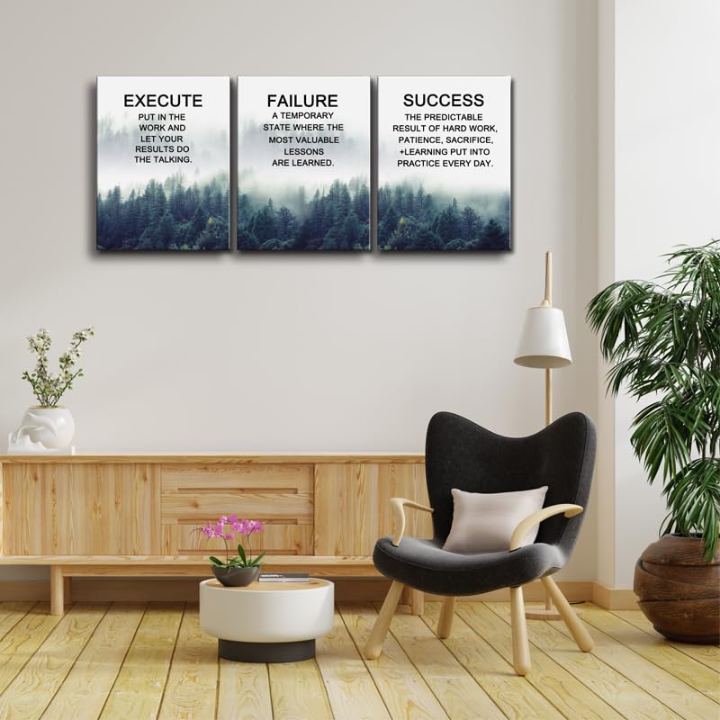 Ploceiny motivational posters for Classroom & Office wall Decor Success canvas Set of 3 wall art Prints Execute Failure Success Inspirational Prints Motivational Wall Decor for home decor A-273 - Image 5