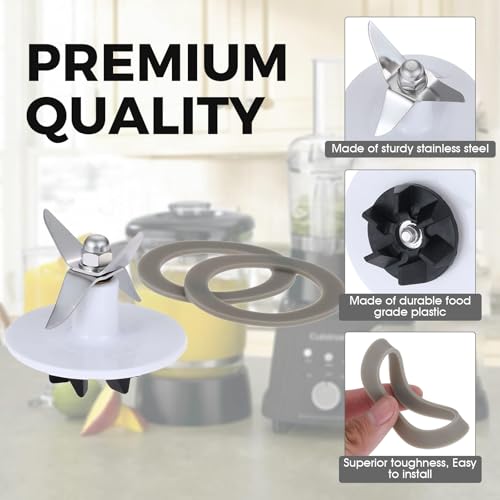 DRELD Blender Blade Cutting with 2 Gasket Sealing, Replacement for Cuisinart CBT-500, SB5600, CB600, BFP703, BFP-703, BFP703B, BFP-703CH, SPB7, SPB-7BK, CB8, CB9, BFP-703 - Image 3