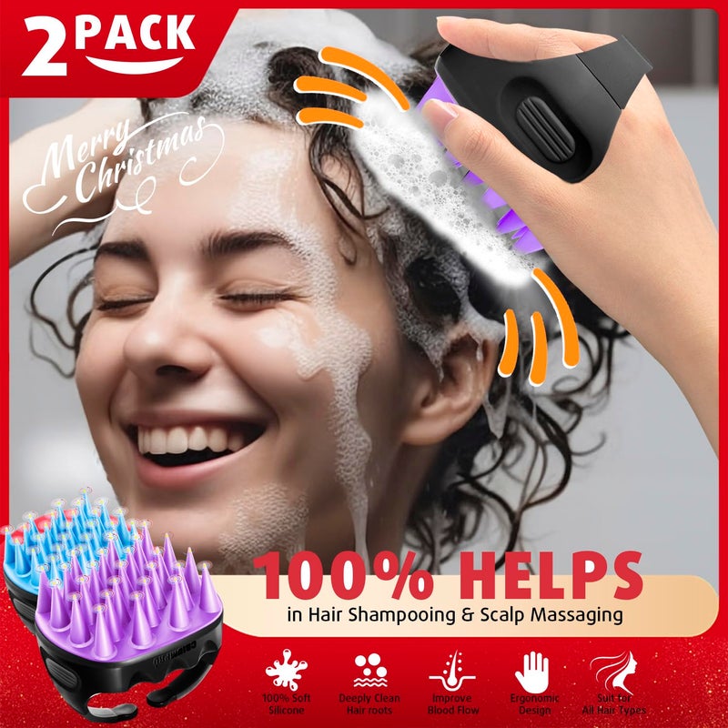 Cbiumpro 2-Pack Scalp Massager Hair Shampoo Brush, Scalp Brush, Scalp Scrubber for Dandruff Removal, Ultra Soft Silicone Scalp Exfoliator for Hair Growth - 100% Fit All Hair Types - Image 2