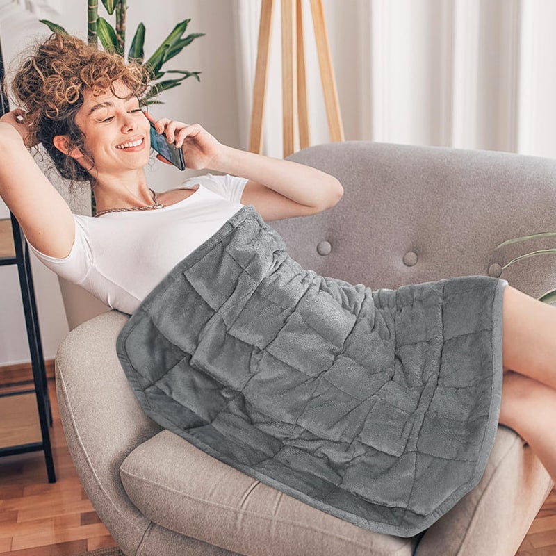 Topblan Weighted Lap Blanket 7lbs for Adults  Small Weighted Blanket Throw for Napping  Relaxation  Calming and Travel  Skin Friendly & Machine Washable for All-Season Sleeping  Grey 24x29 inches