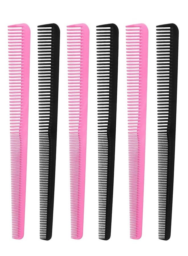 SAZIC Plastic Barber Hair Cutting & Styling Comb Set - Pink & Black (Pack of 6) Barber Comb Set for Men & Women - Image 1