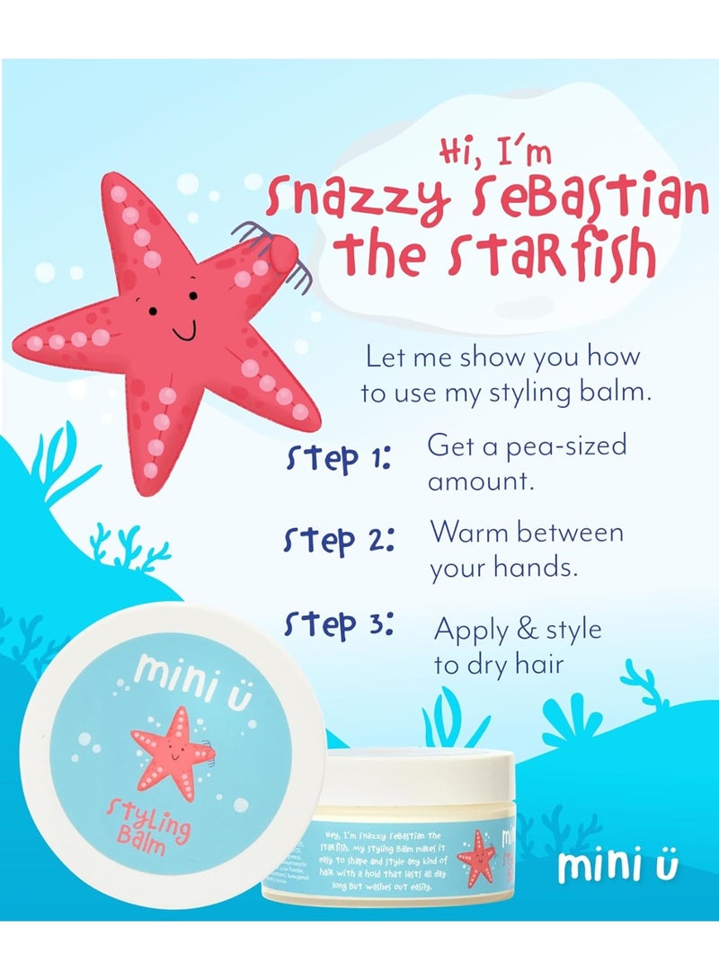 Mini U Kids Styling Balm 100ml, Watermelon Scented Vegan Hair Styling Cream With Jojoba Oil, Easy Wash Hair Balm For Toddlers & Children, Light Hold For All Hair Types - Image 5