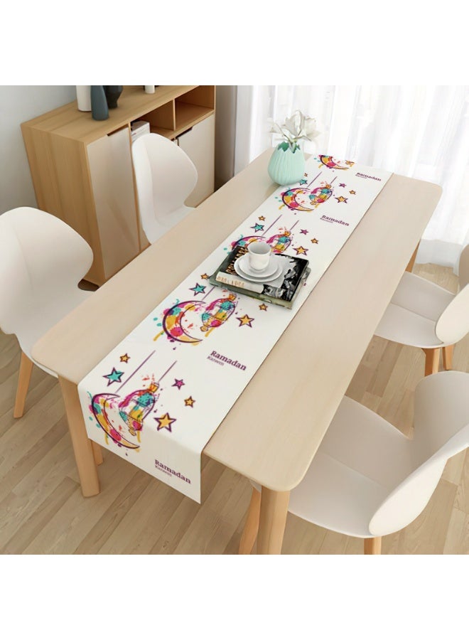 Y&D Eid Mubarak Table Flag Table Runner Ramadan Kareem Table Decorations  Ramadan Decor Sets For Dining Supply 33*150cm - Image 1