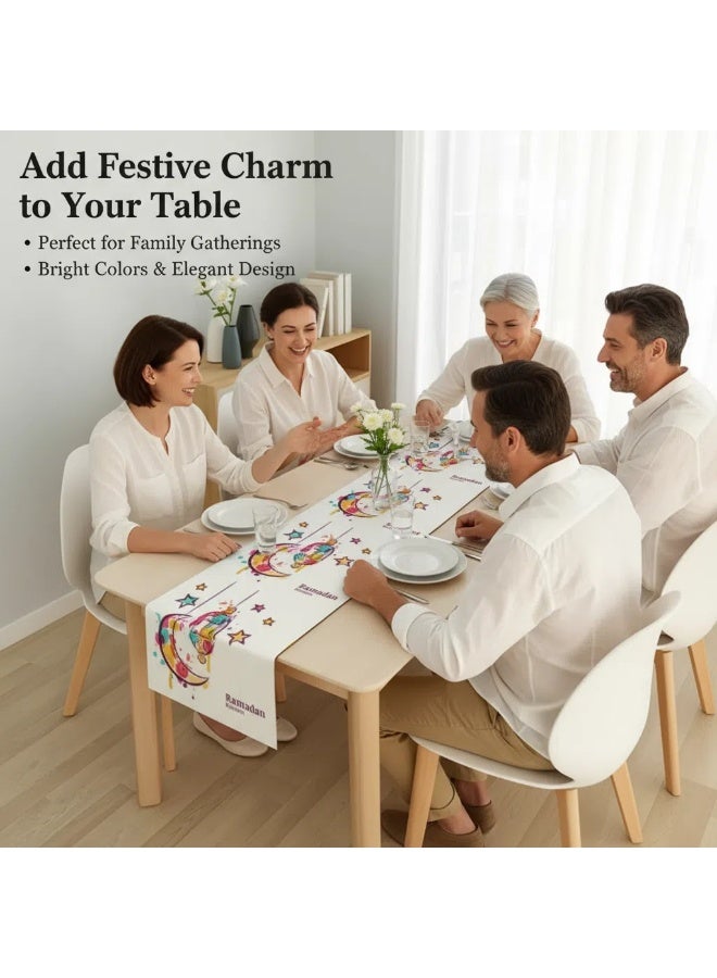 Y&D Eid Mubarak Table Flag Table Runner Ramadan Kareem Table Decorations  Ramadan Decor Sets For Dining Supply 33*150cm - Image 2