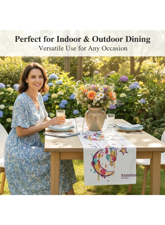 Y&D Eid Mubarak Table Flag Table Runner Ramadan Kareem Table Decorations  Ramadan Decor Sets For Dining Supply 33*150cm - Image 3