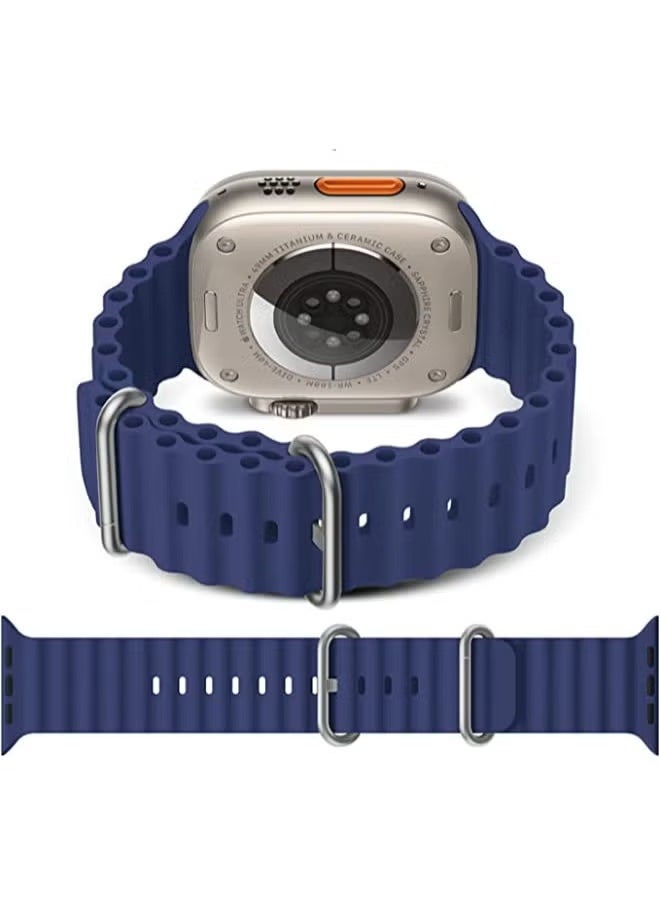 SHOPI - Newest Silicone Ocean Watch Band For Apple Watch Series 8 7 6 5 4 3 2 1 SE Compatible With Apple Watch Band 42mm 44mm 45mm 49mm Replacement Women Mens, Sport slides Strap for iWatch Ultra - Image 1
