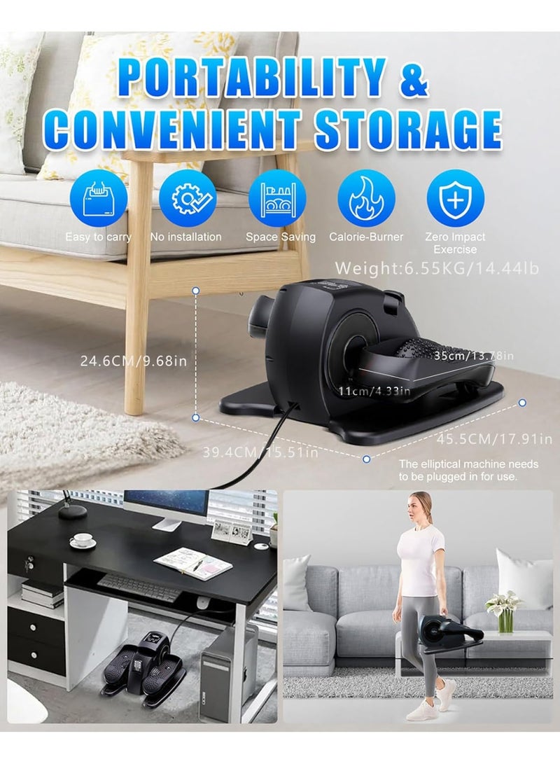 ASIV Under Desk Elliptical Machine, Ellipse Leg Exerciser for Seniors Fully Assembled, Quiet & Portable Electric Seated Pedal Exerciser with Remote Control & 12 Adjustable Speeds, black - Image 3