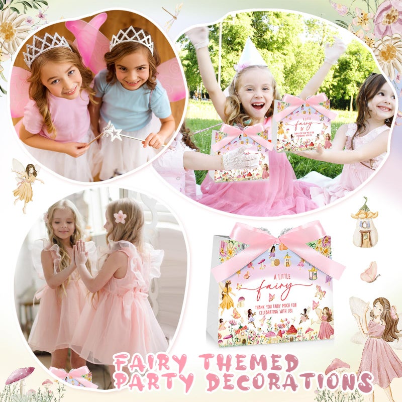 Kolldenn 25 Pcs Fairy Gift Bags Bulk 5.5 x 2.4 x 4.7 Inches Fairy Party Favors Bags with Handles and Pink Ribbon Bow for First Birthday Baby Shower Bridal Shower Wedding Party Favors - Image 5