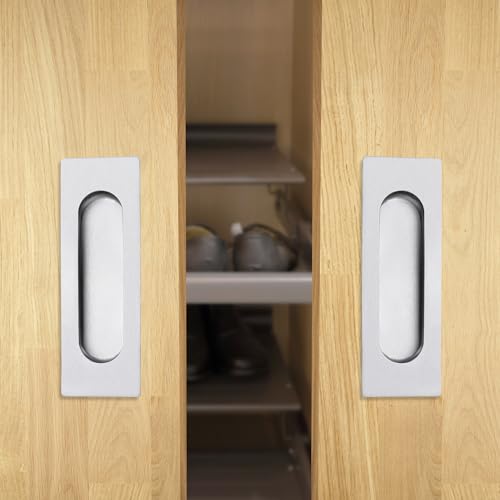Malimali 4.72 Inch Recessed Finger Flush Pulls for Kitchen Cabinet Closet Cupboard Door Handle, Brushed Stainless Steel Rectangular Door Pulls Hardware (2 Pack) - Image 5