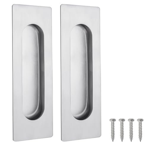 Malimali 4.72 Inch Recessed Finger Flush Pulls for Kitchen Cabinet Closet Cupboard Door Handle, Brushed Stainless Steel Rectangular Door Pulls Hardware (2 Pack) - Image 1