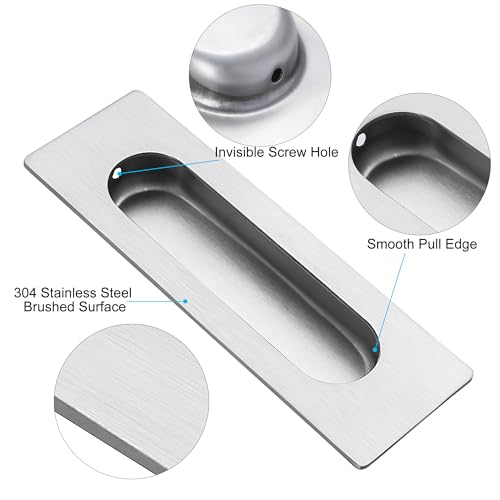 Malimali 4.72 Inch Recessed Finger Flush Pulls for Kitchen Cabinet Closet Cupboard Door Handle, Brushed Stainless Steel Rectangular Door Pulls Hardware (2 Pack) - Image 3