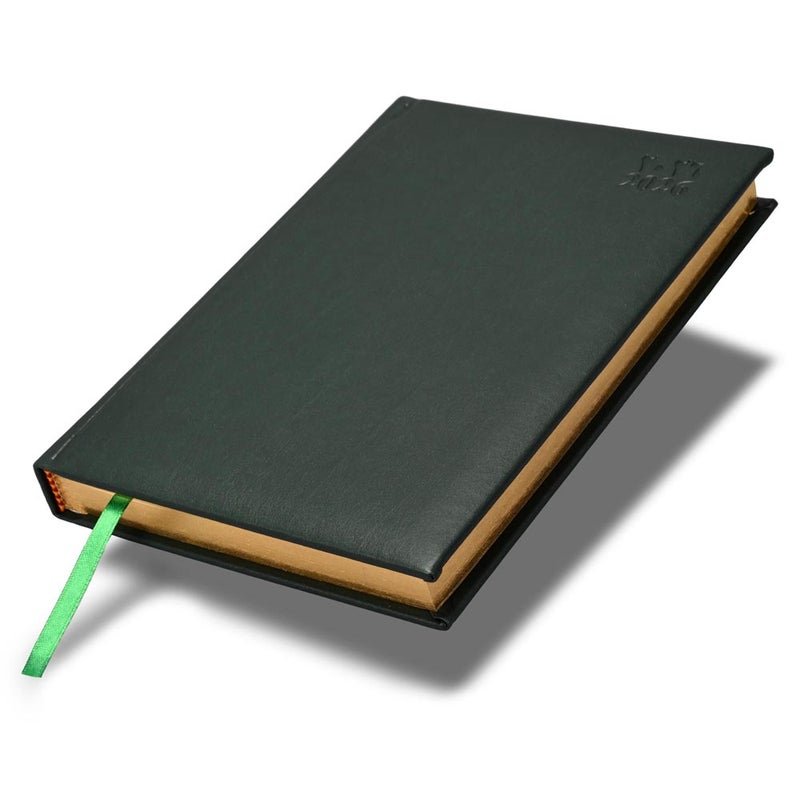 FIS 2026 Golden A5 Diary, 148x210mm, 1 Side Padded Italian PU Cover Materials, Gold Gilded Edges, 1 Day a Page Format, Arabic/English, 70gsm Italian Ivory Paper, Green Cover-FSDI20AEG26GR - Image 1