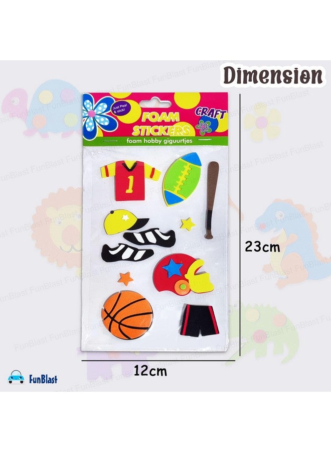 فنبلاست ملصقات إسفنجية من فن بلاست - ملصقات منفوخة ذاتية اللصق ثلاثية الأبعاد للأطفال، ملصقات بطابع كرتوني للأعمال الفنية والحرفية، وحجز القصاصات، والديكور، ومشاريع الأطفال (متعددة الألوان) (رياضية) - Image 2