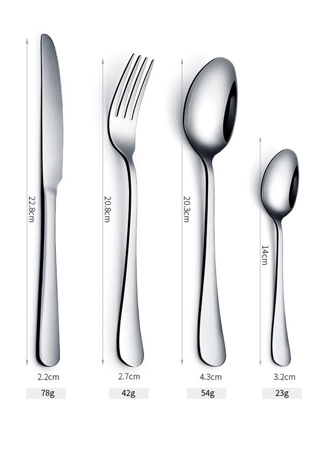 wowofa 24-Piece Stainless Steel Cutlery Set with Holding Stand SilverStainless Steel Cutlery Set Flatware Utensils Including Knife,Fork,Spoon and coffee spoon(Silver) 6-person Western tableware, kitchen utensils, shiny polished  sturdy and durable， Suitable  gatherings, picnics,easy to store，dishwasher safety - Image 5