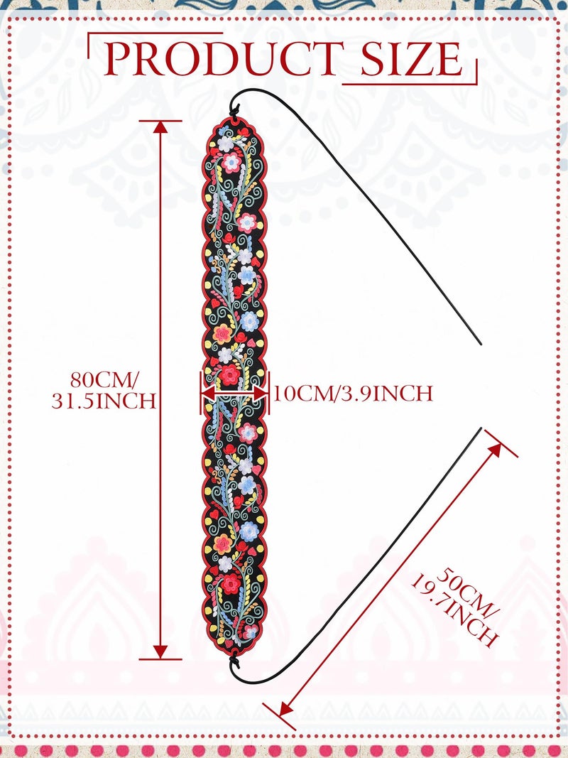 Jeere Women Embroidered Mexican Belt for Dress Floral Traditional Fiesta Waist Sash Cinco De Mayo Luau Party Outfit(Retro) - Image 2