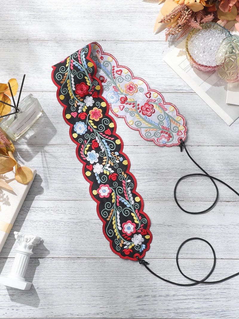Jeere Women Embroidered Mexican Belt for Dress Floral Traditional Fiesta Waist Sash Cinco De Mayo Luau Party Outfit(Retro) - Image 4