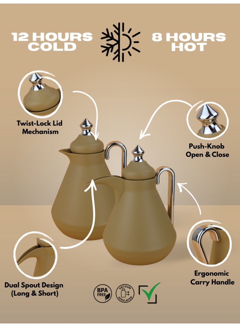 Raz طقم ترمس فاخر للقهوة والشاي العربي | ترمس تقديم معزول حرارياً بجدار مزدوج | طقم فاخر من قطعتين - Image 2