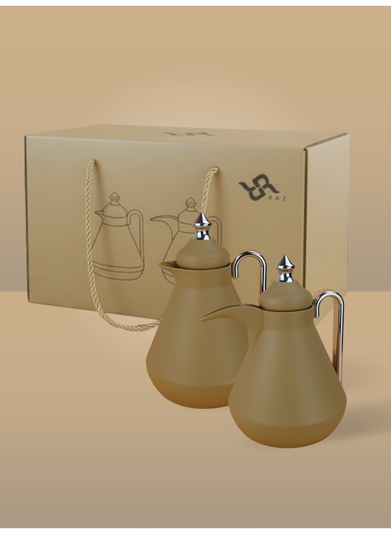 Raz طقم ترمس فاخر للقهوة والشاي العربي | ترمس تقديم معزول حرارياً بجدار مزدوج | طقم فاخر من قطعتين - Image 3