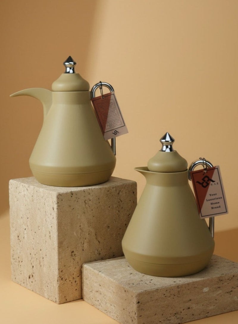 Raz Premium Vacuum Flask Set for Arabic Kahwa & Tea | Double Wall Thermal Insulated Serving Flask | Luxury 2-Piece Set - Image 1