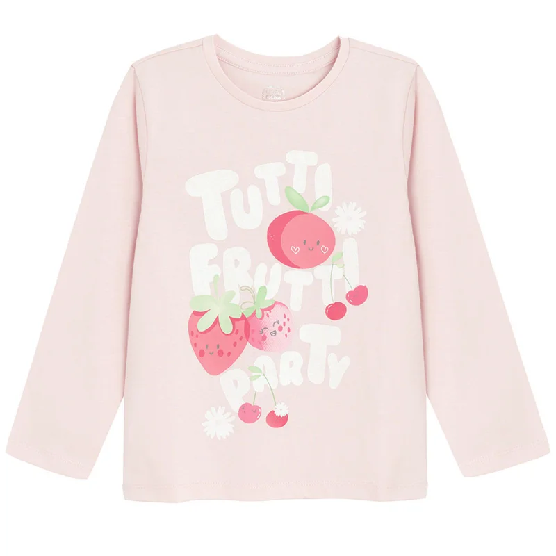 كول كلوب تيشيرت قطني وردي بأكمام طويلة