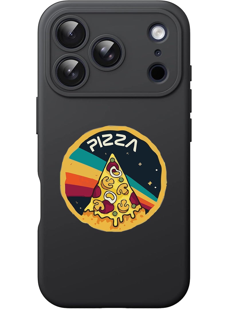 Theodor Protective Slim Fit Case Liquid Silicone Cover with Full Body Protection Anti-Scratch Shockproof Case For Apple iPhone 17 Pro Max (Black) Pizza - Image 1