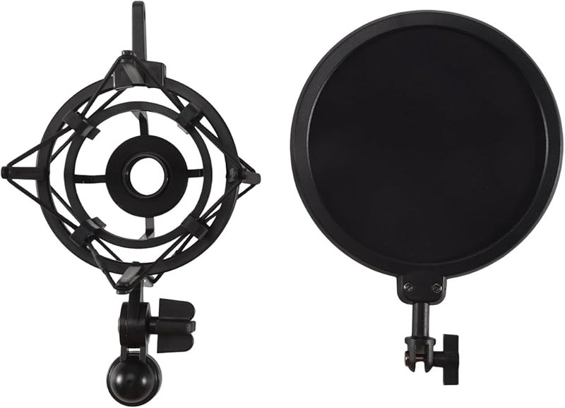 Professional Microphone Shock Mount with Pop Filter Articulating Arm Studio Broadcast Stand - Image 1