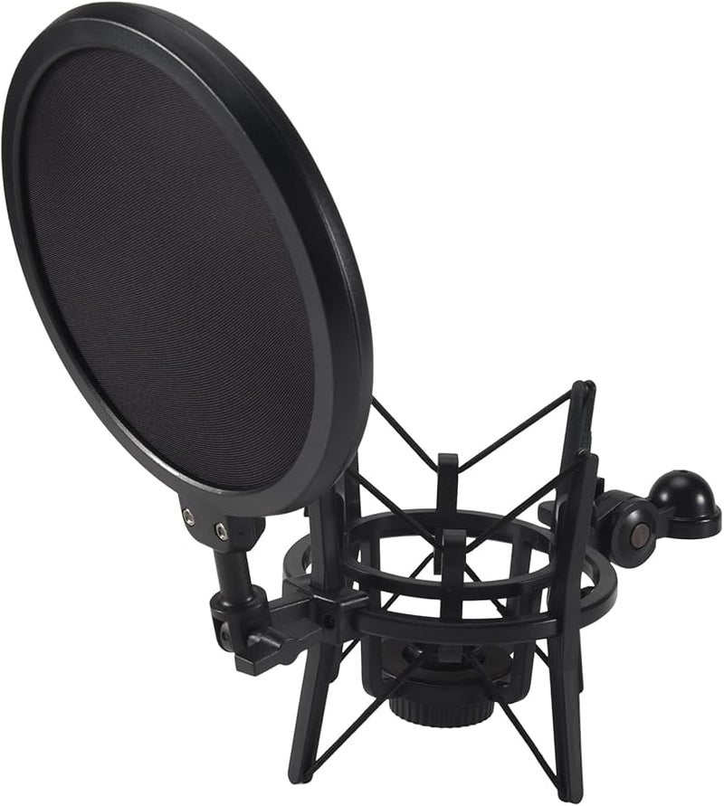 Professional Microphone Shock Mount with Pop Filter Articulating Arm Studio Broadcast Stand - Image 2