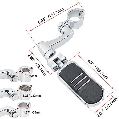 FOVPLUE 1", 1.25" Highway Footpegs,Adjustable Highway Peg for Harley Touring Softail Dyna Sportster Honda Kawasaki Suzuki Yamaha Indian Victory with 1", 1-1/4",22-35mm Engine Guards/Tubing,Chrome - Image 5