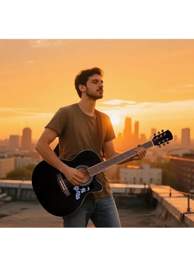 Megarya Orchid Black Elegance 41-Inch Full Size Acoustic Guitar – With Premium 5mm Padded Bag | Steel Strings | Rare Orchid Design |  - Image 4